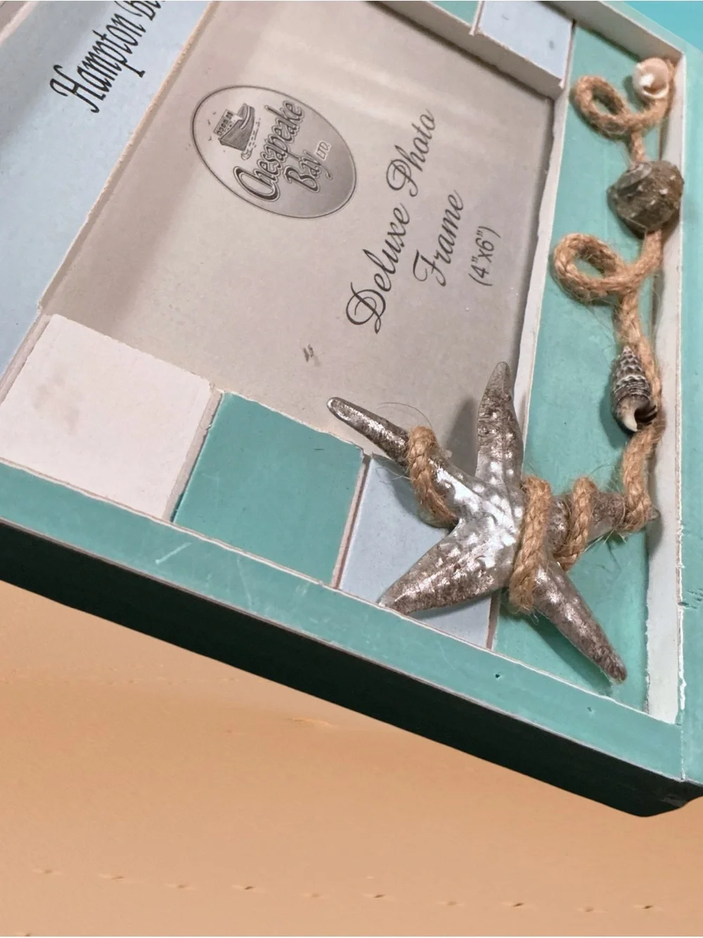 Beachy Coastal Theme HAMPTON BEACH, NH Picture Frame Seashells Starfish Seaside